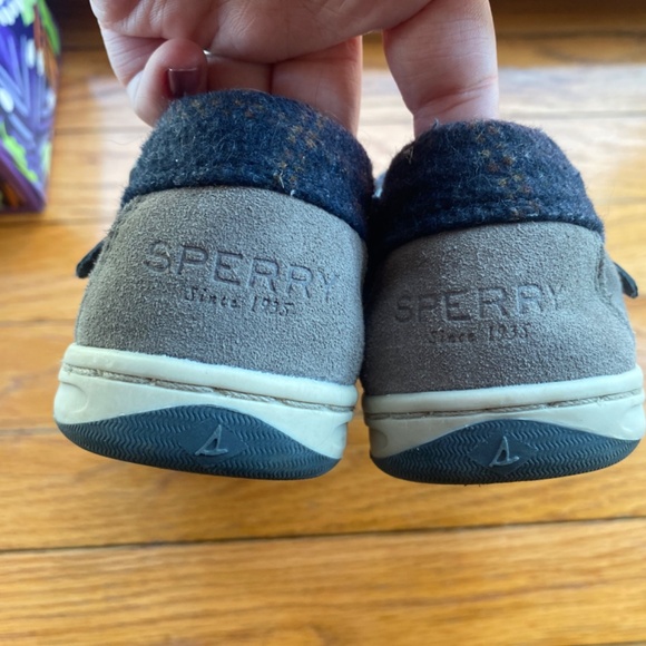 Navy Blue Plaid Sperry Slip-on Boat Shoes - Picture 5 of 6